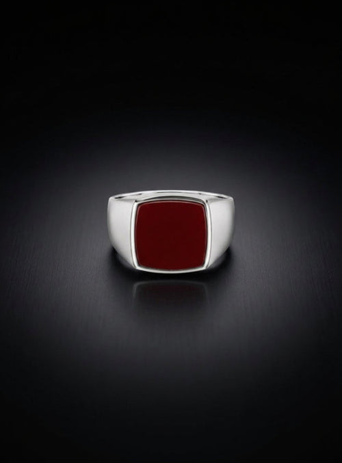 Red Onyx Signet Men's Ring in Sterling Silver – 925 sterling silver Onyx ring by ZIVORI