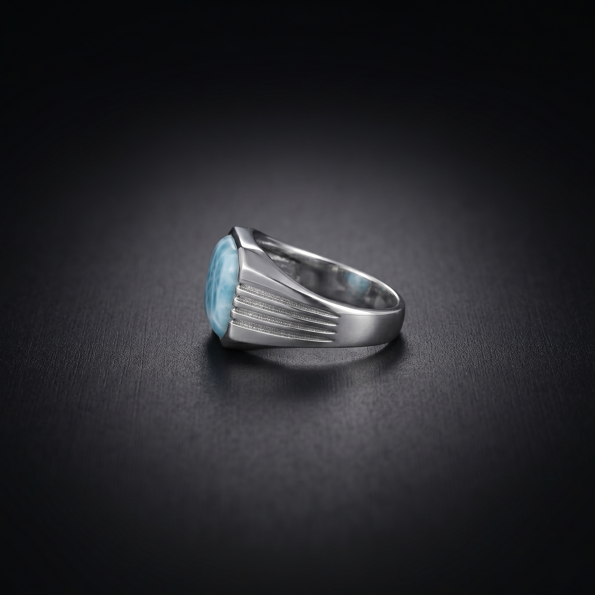 Sky Blue Dominican Larimar Signet Ring