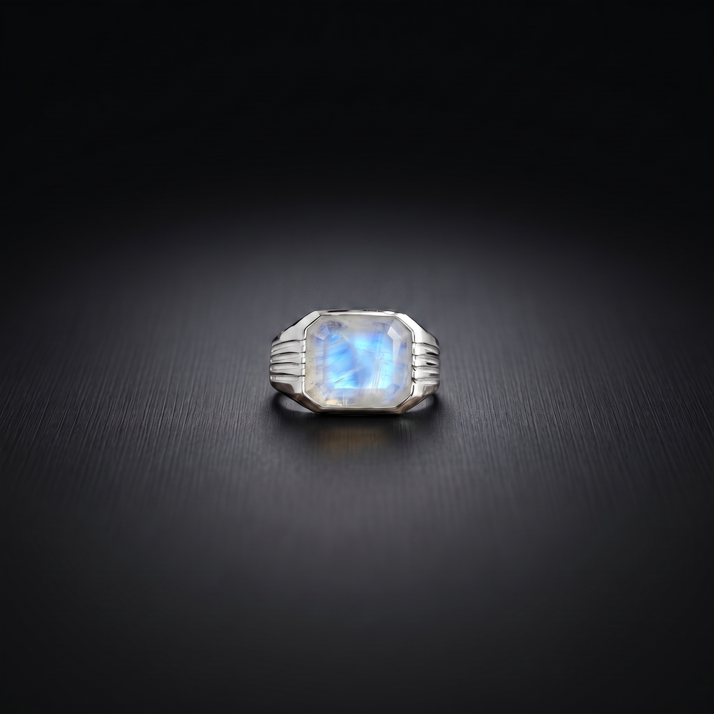 Rainbow Moonstone Signet Ring