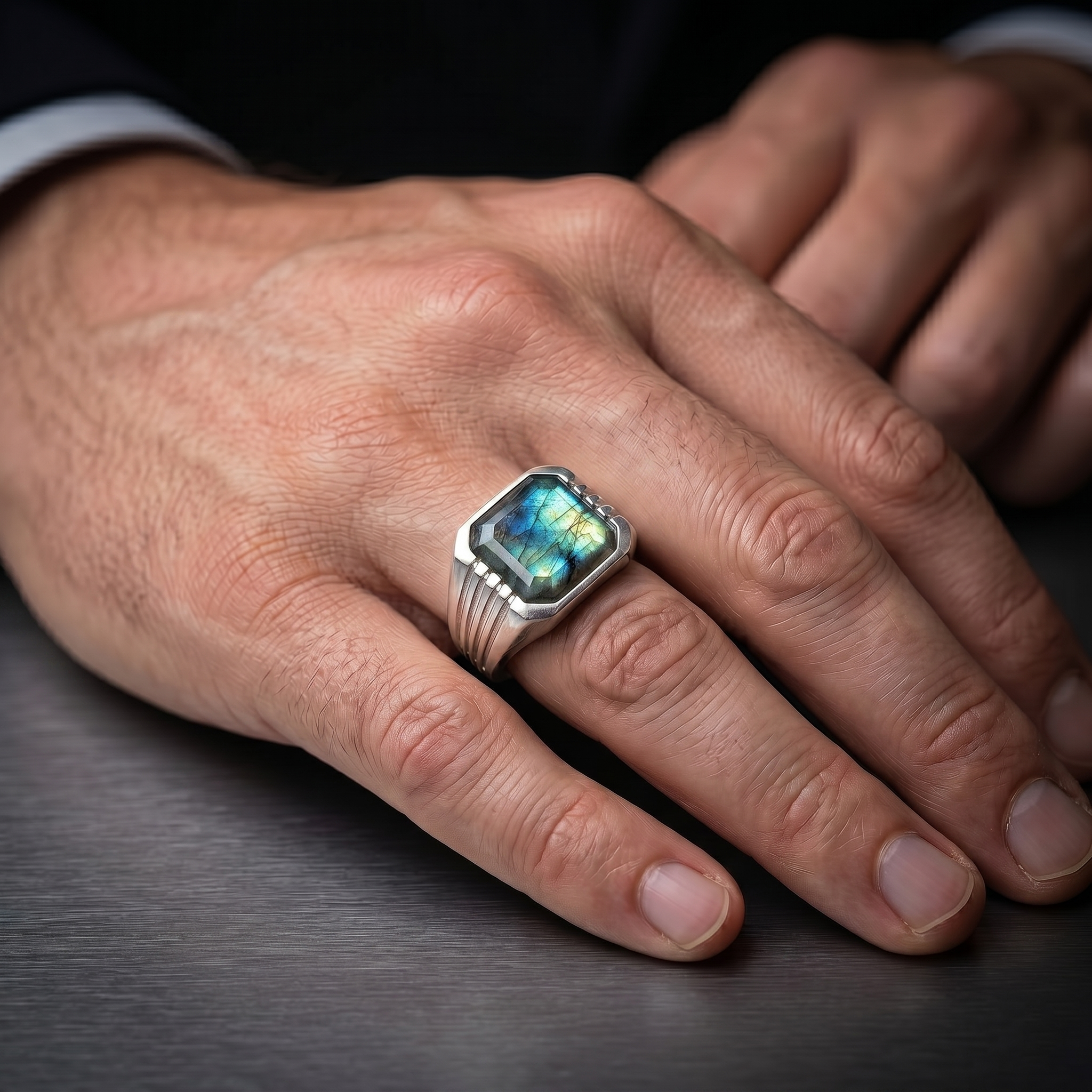 Labradorite Signet Ring