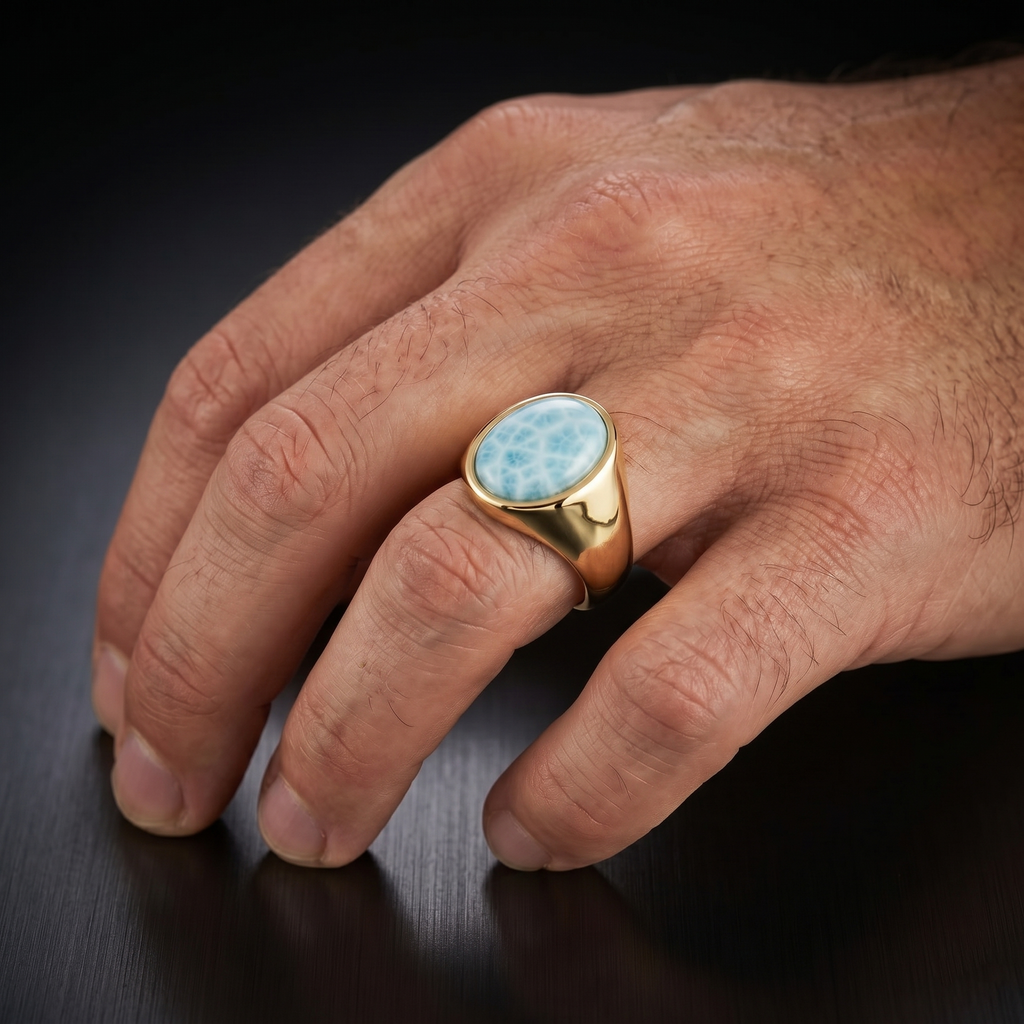 Dominican Larimar Men's Ring