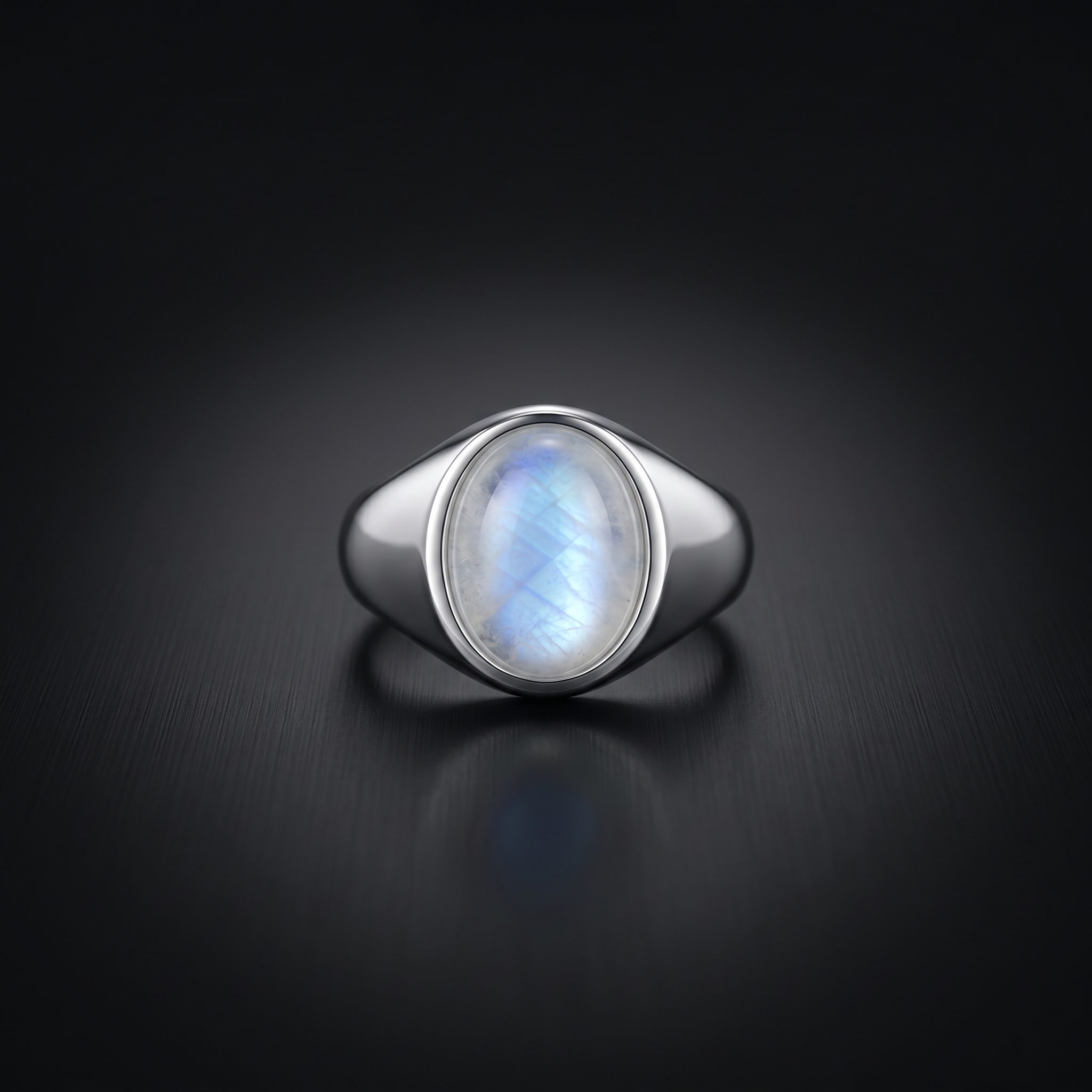 Rainbow Moonstone Signet Ring