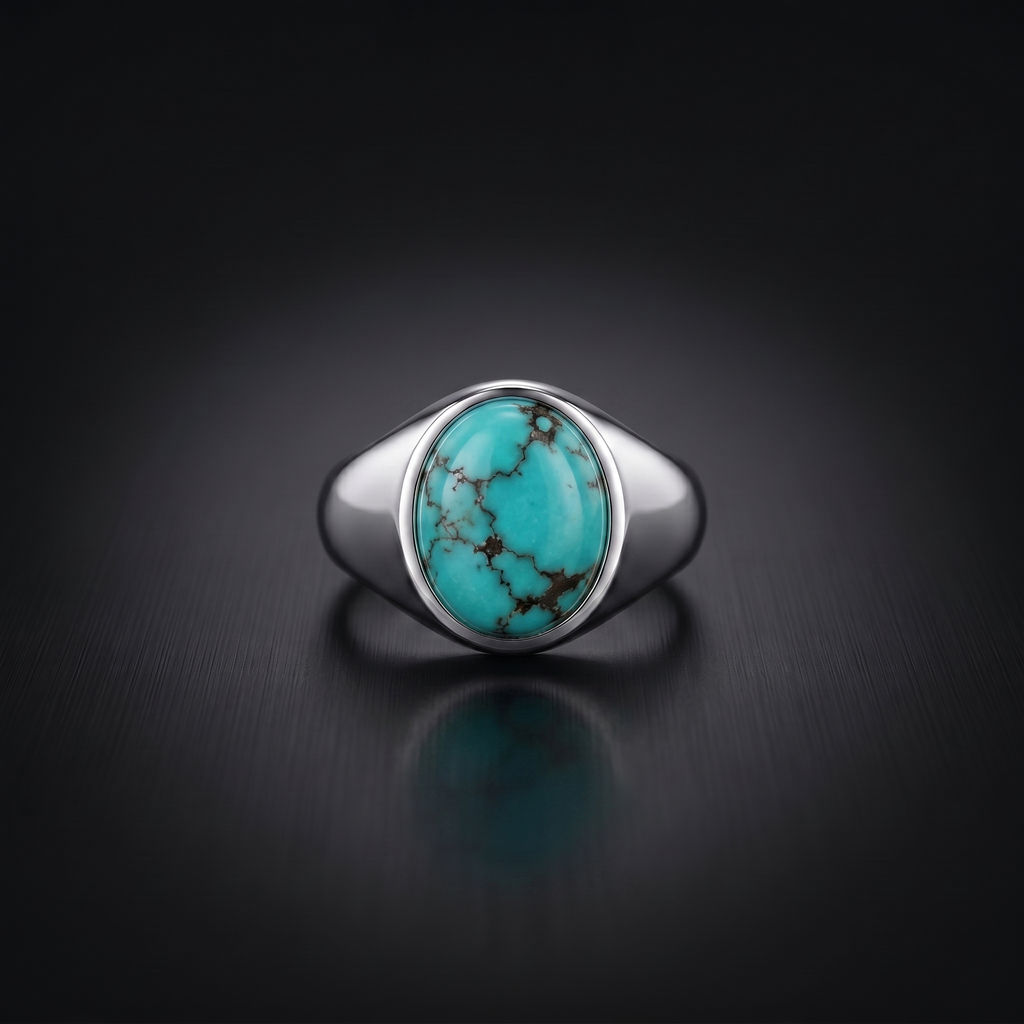 Vintage Blue Turquoise Signet Ring