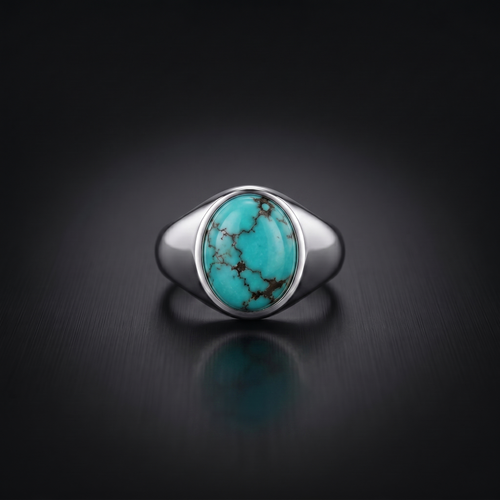 Vintage Blue Turquoise Signet Men's Ring – 925 sterling silver Turquoise ring by ZIVORI