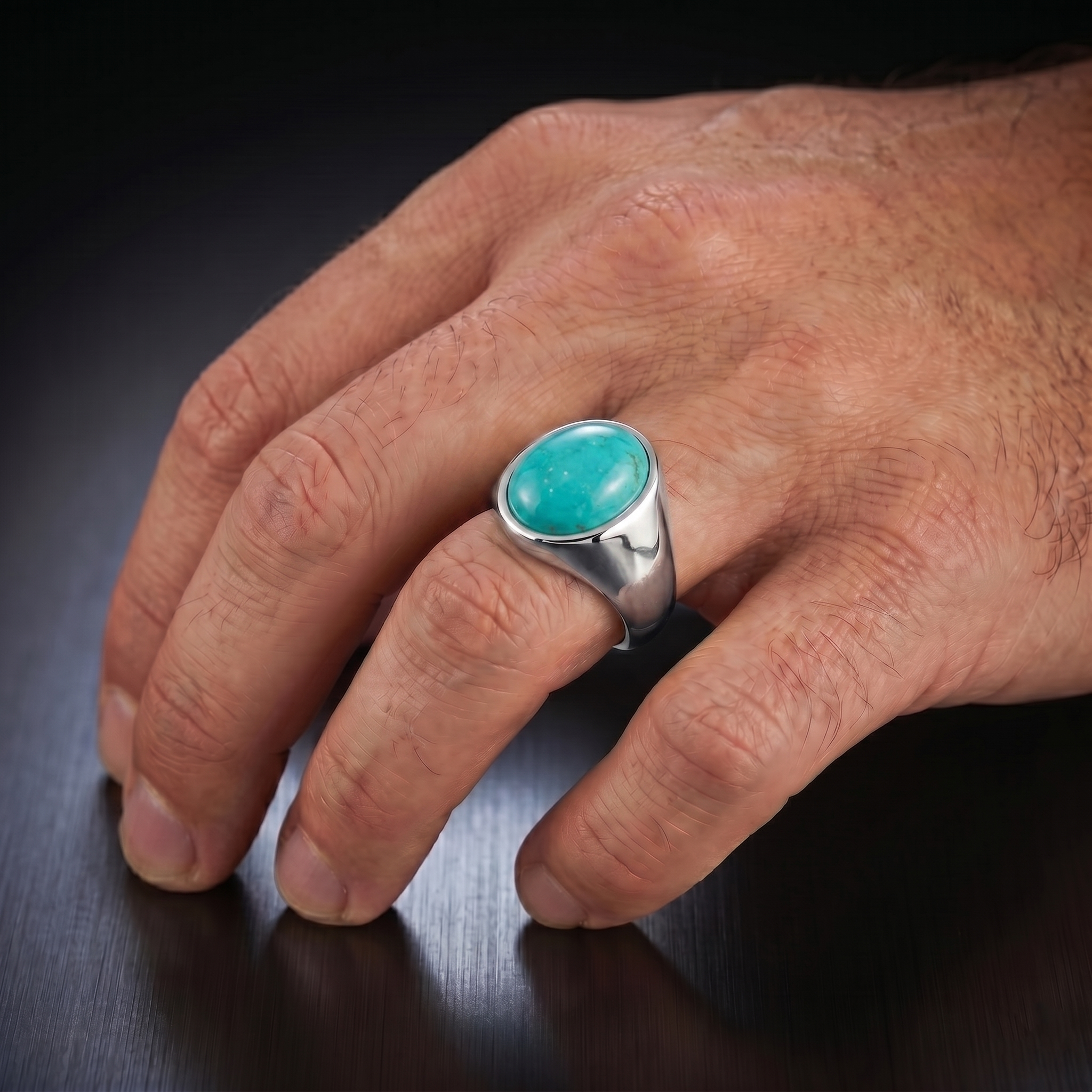 Vintage Blue Turquoise Signet Ring