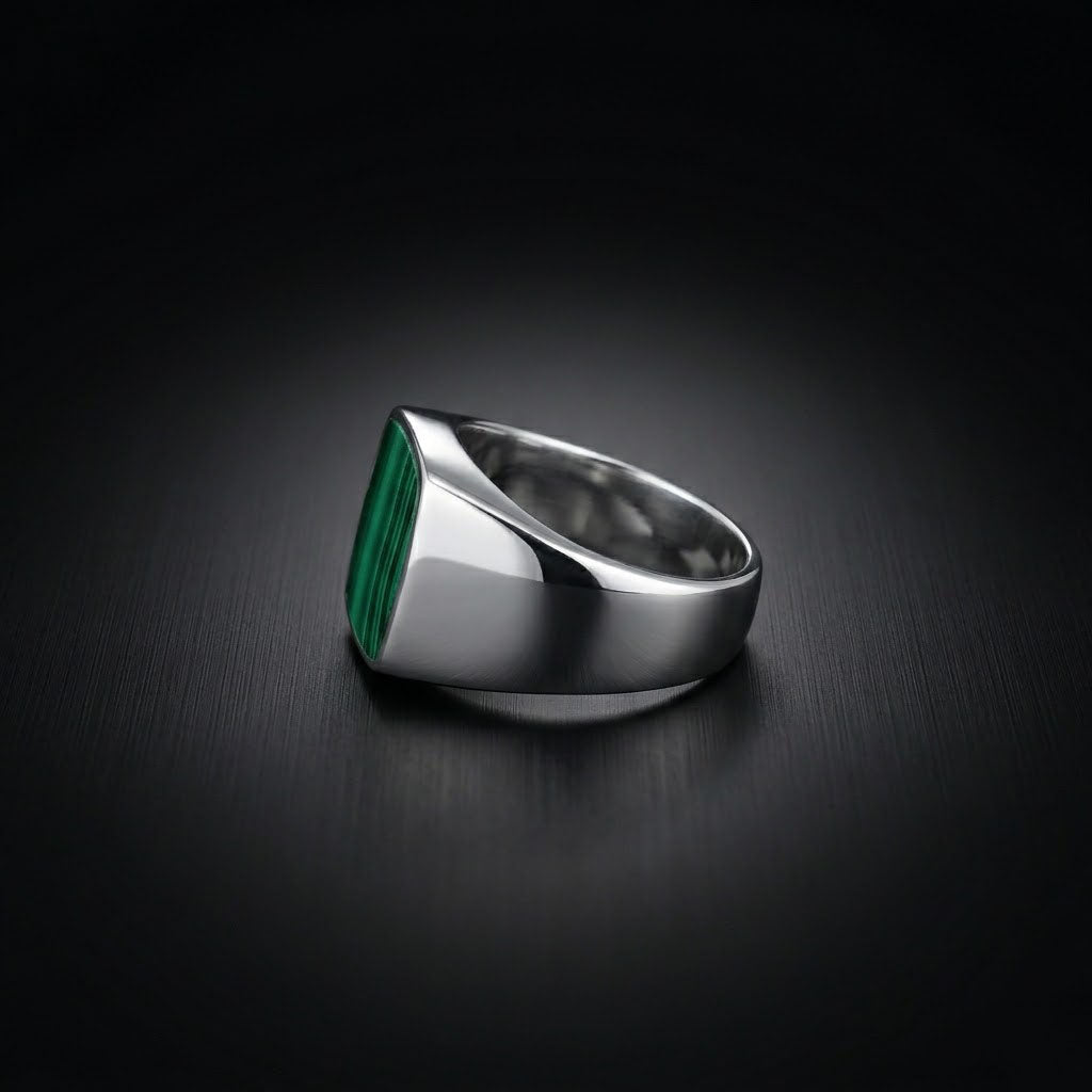 Malachite Signet Men's Ring in Sterling Silver