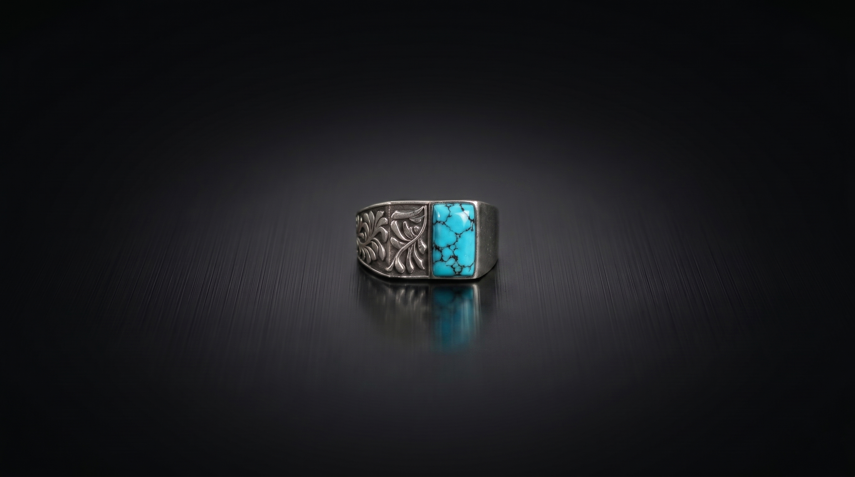 Turquoise Engraved Signet Ring