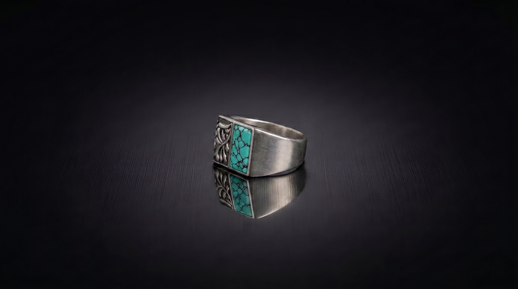 Turquoise Engraved Signet Ring