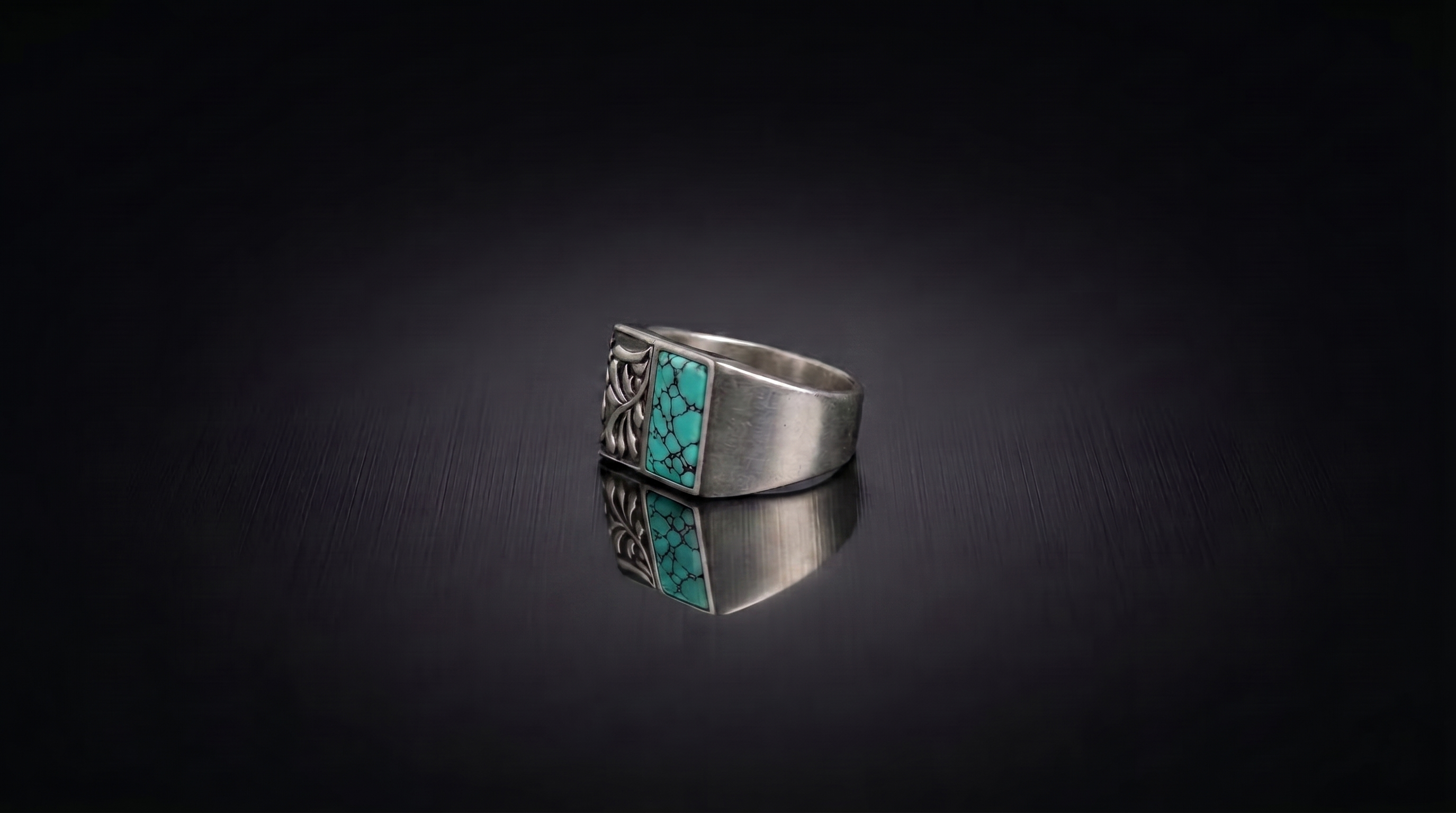 Turquoise Engraved Signet Ring