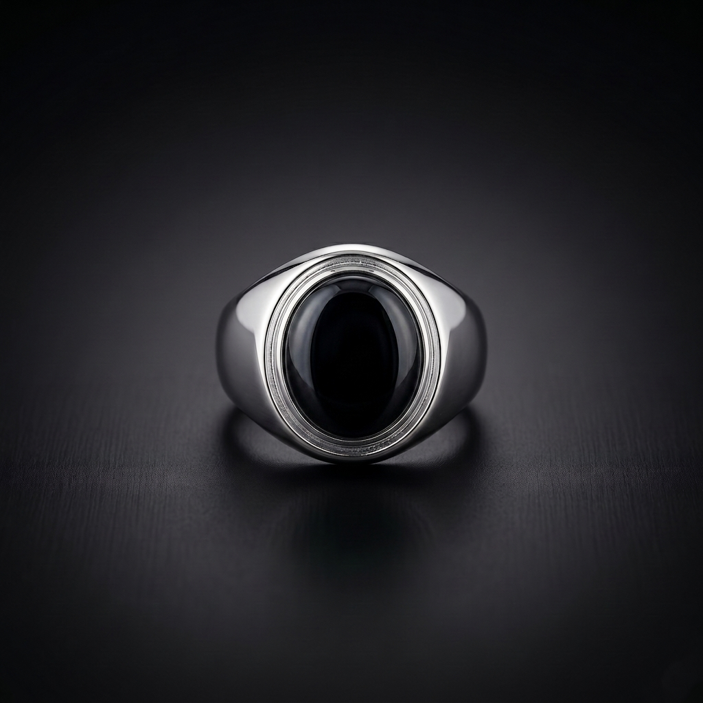 Men’s Sterling Silver Black Onyx Signet Ring