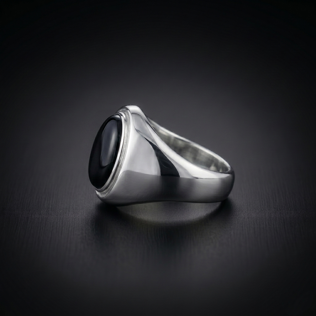 Men’s Sterling Silver Black Onyx Signet Ring
