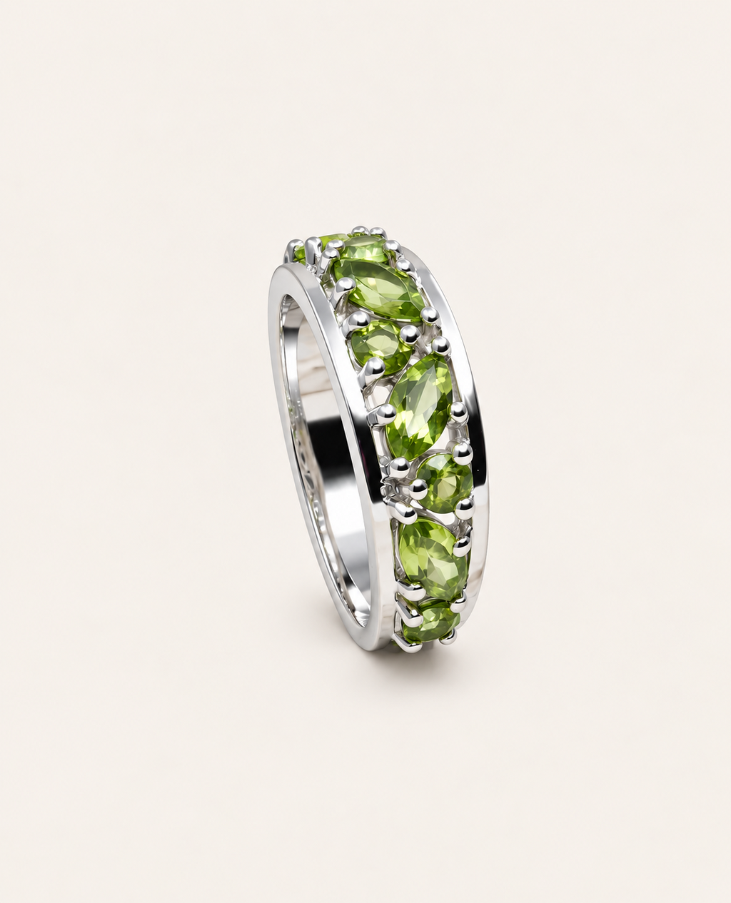 The Peridot Cluster Ring – 925 sterling silver Peridot ring by ZIVORI, alternate angle
