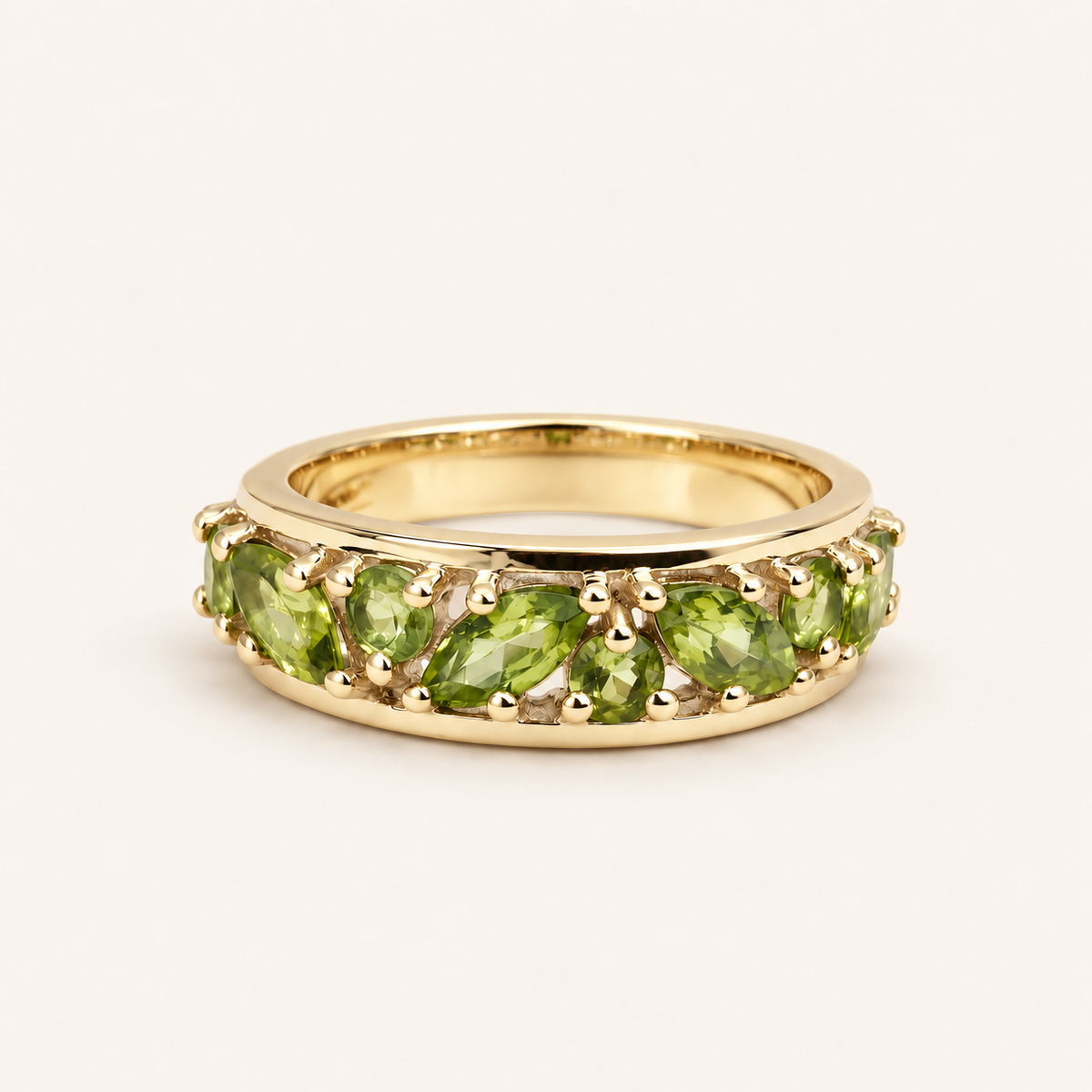 The Peridot Cluster Ring – 14K gold-plated Peridot ring by ZIVORI