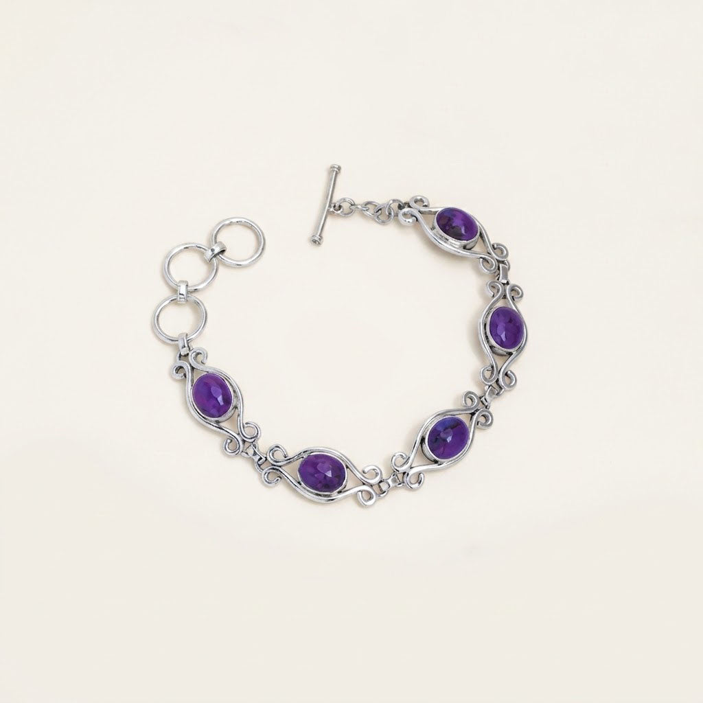 Purple Mohave Turquoise Sterling Silver Link Bracelet