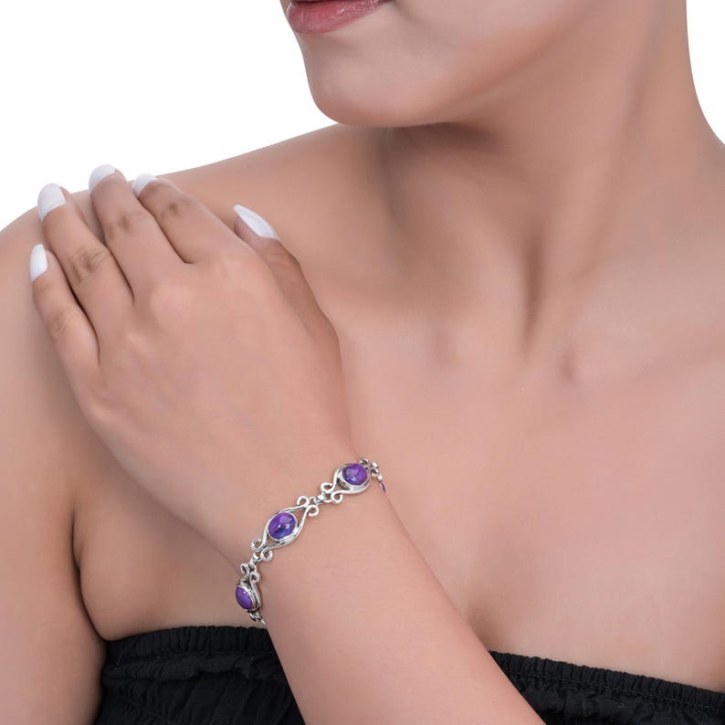 Purple Mohave Turquoise Sterling Silver Link Bracelet