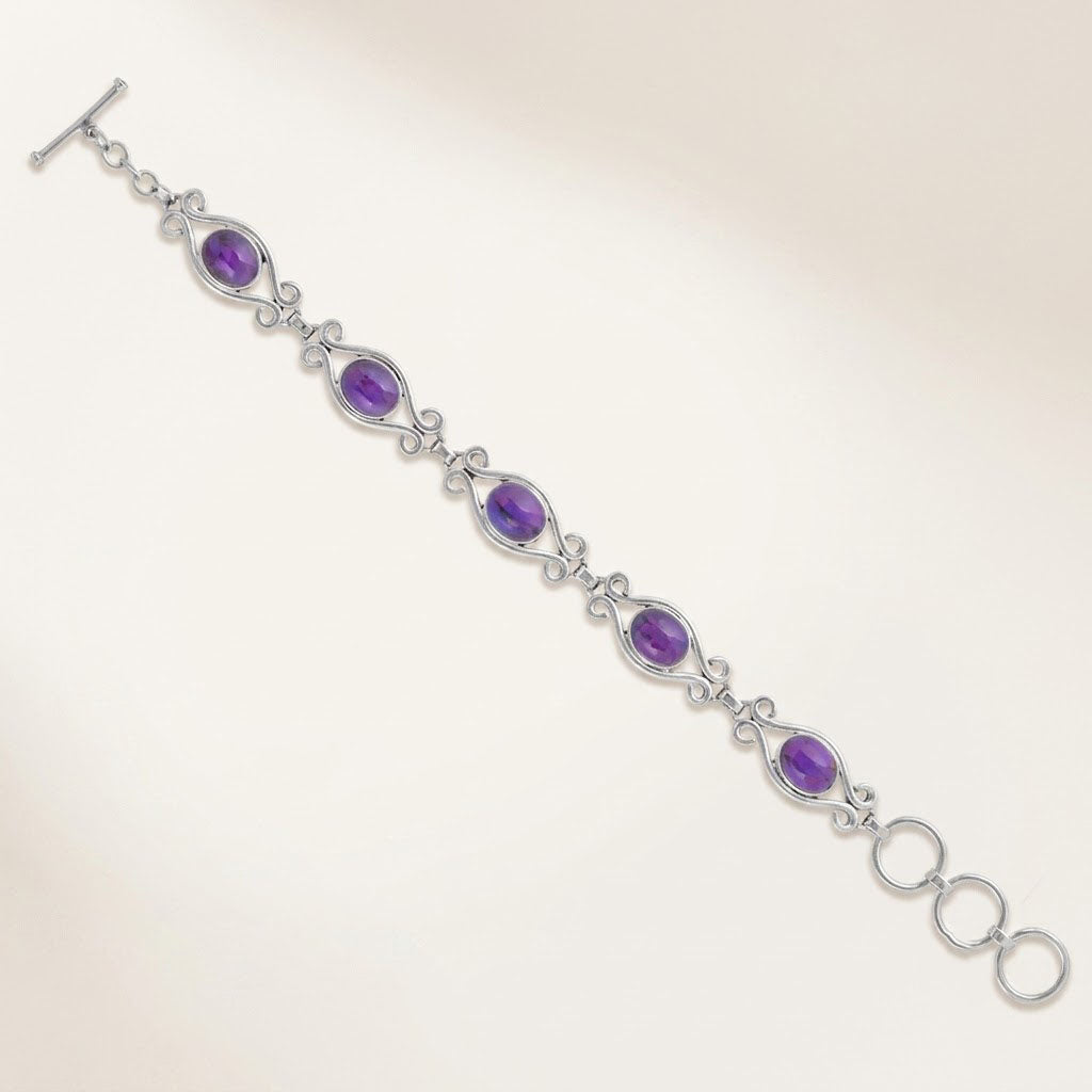 Purple Mohave Turquoise Sterling Silver Link Bracelet