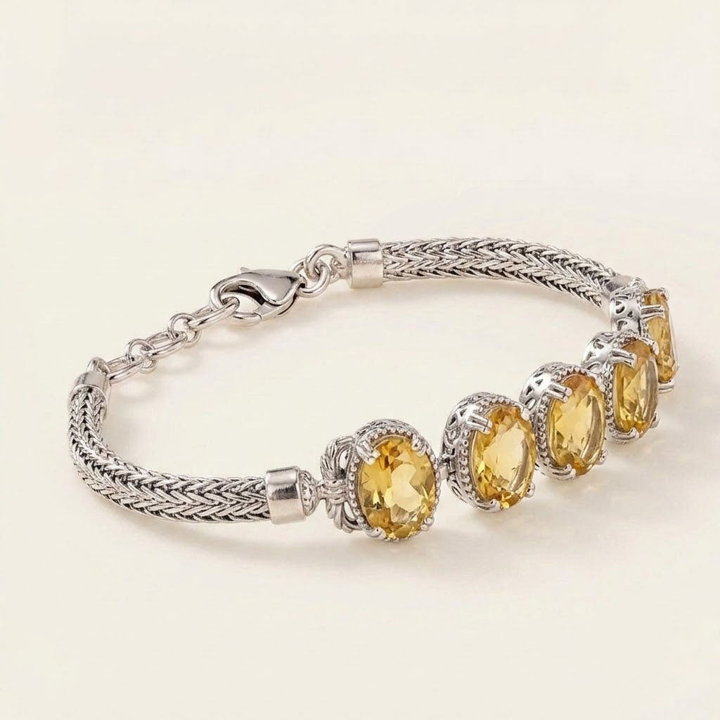 Citrine Sterling Silver Statement Bracelet