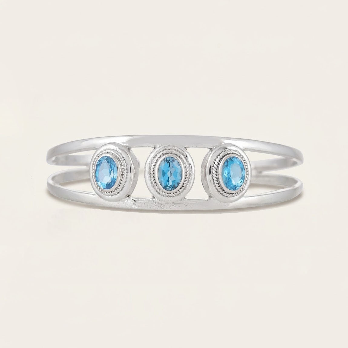 Blue Topaz Sterling Silver Cuff Bracelet