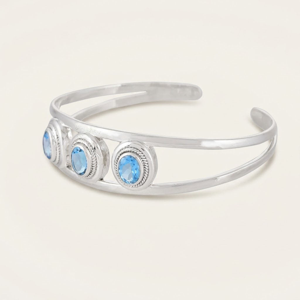 Blue Topaz Sterling Silver Cuff Bracelet