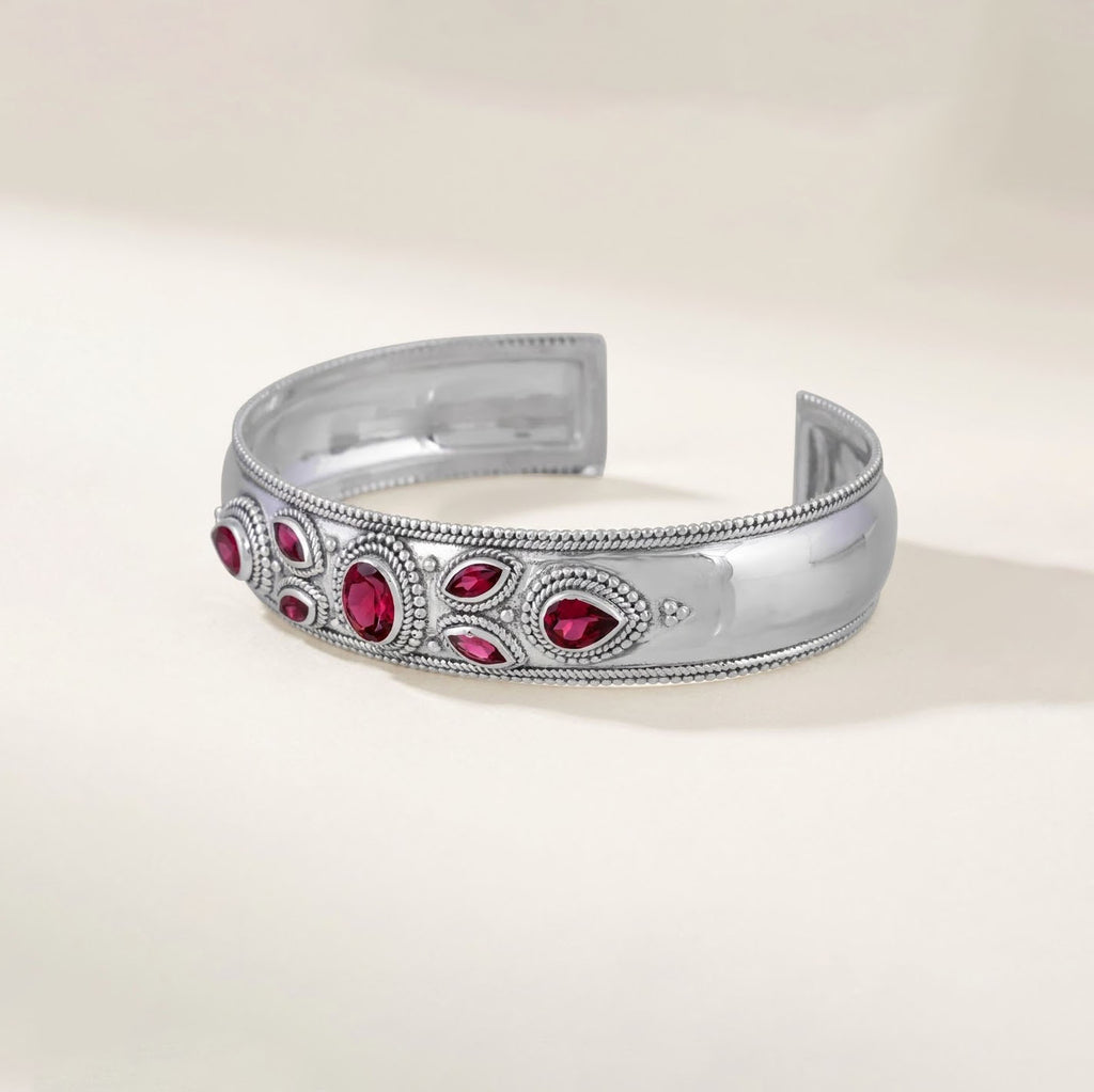 Rhodolite Garnet Sterling Silver Cuff Bracelet