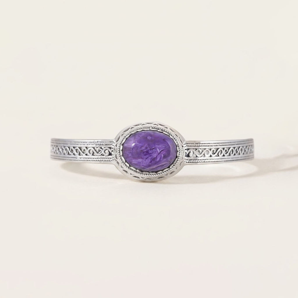 Charoite Sterling Silver Cuff Bracelet