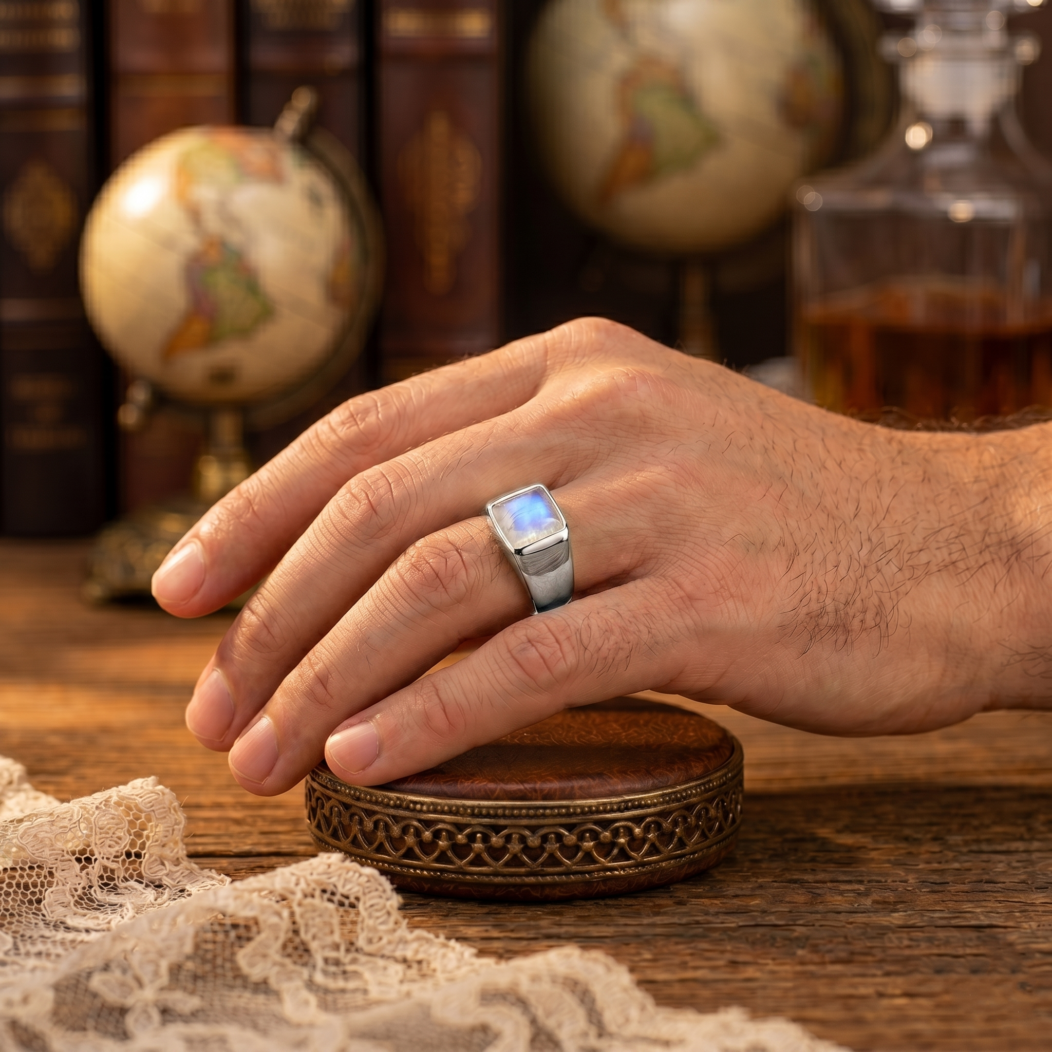 Moonstone Signet Ring for Men