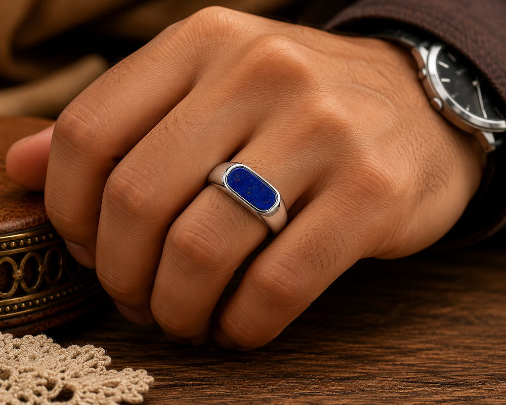 Lapis Lazuli Men's Signet Ring in Sterling Silver