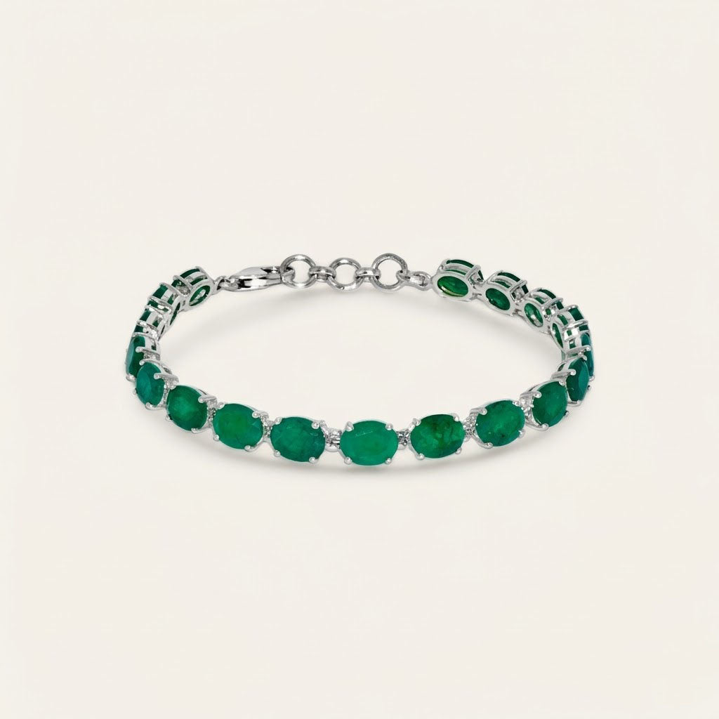 Emerald Sterling Silver Tennis Bracelet