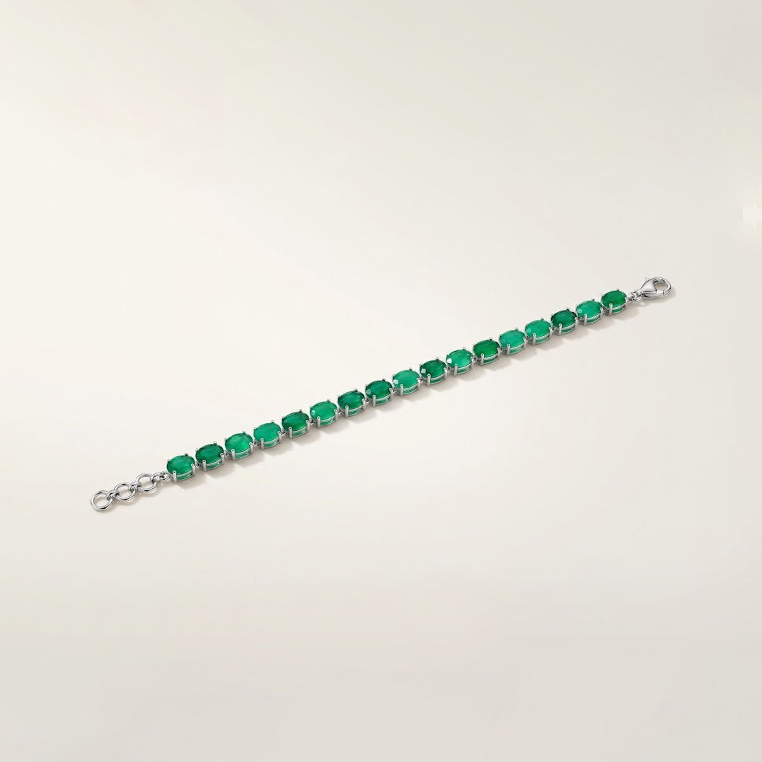 Emerald Sterling Silver Tennis Bracelet