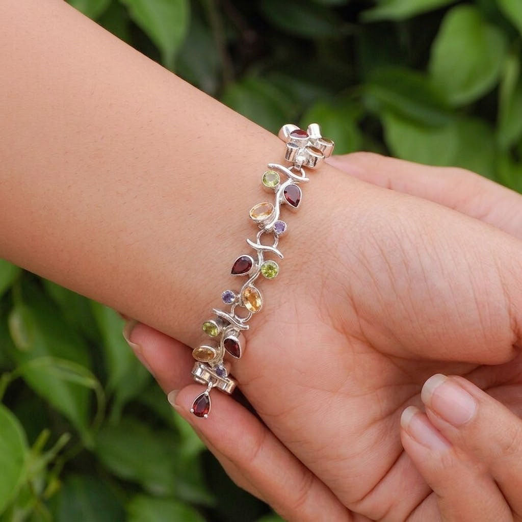 Multi Gemstone Vine Bracelet
