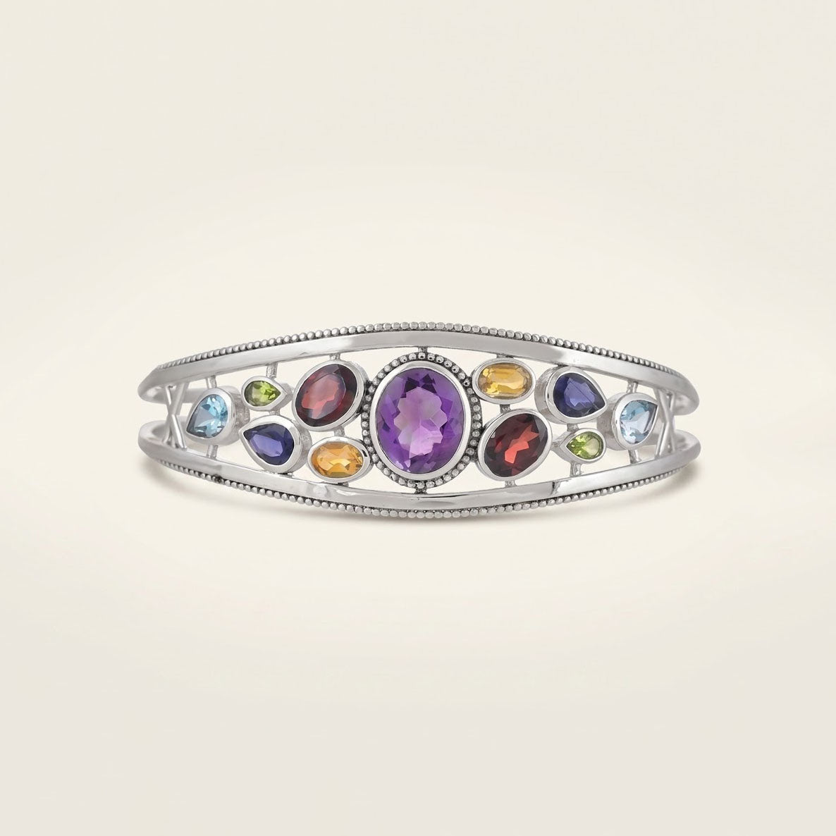 Multi Gemstone Cuff Bracelet