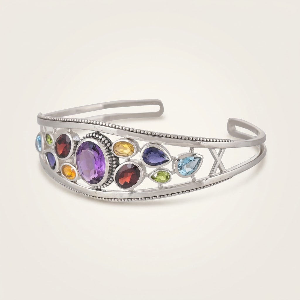 Multi Gemstone Cuff Bracelet