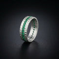 Green Emerald Eternity Men's Band Ring