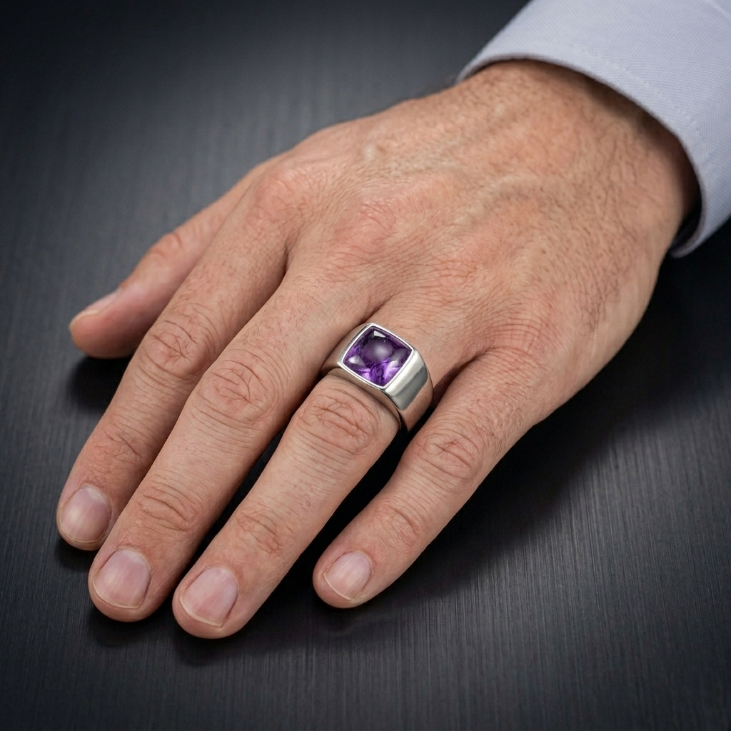 Amethyst Signet Ring for Men