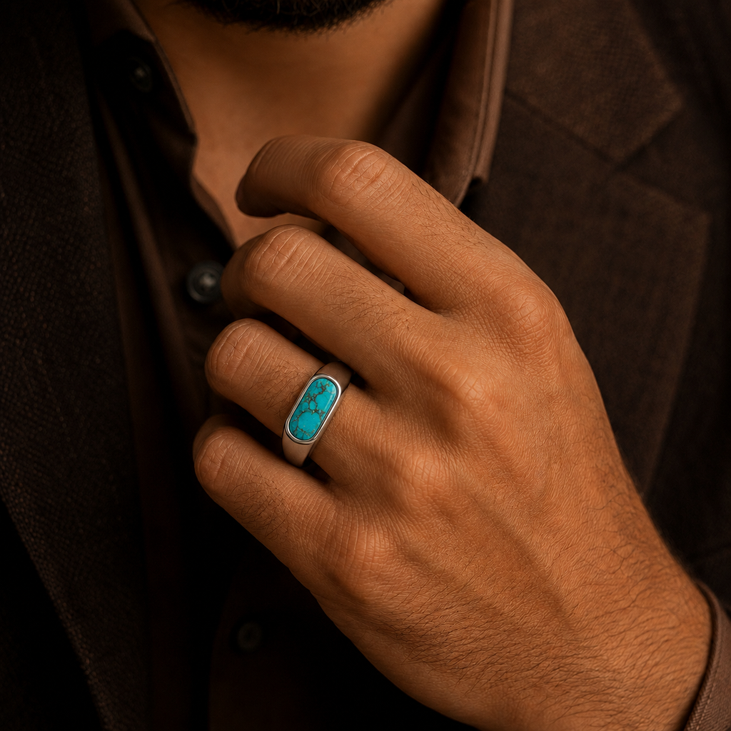 Dainty Men's Turquoise Ring
