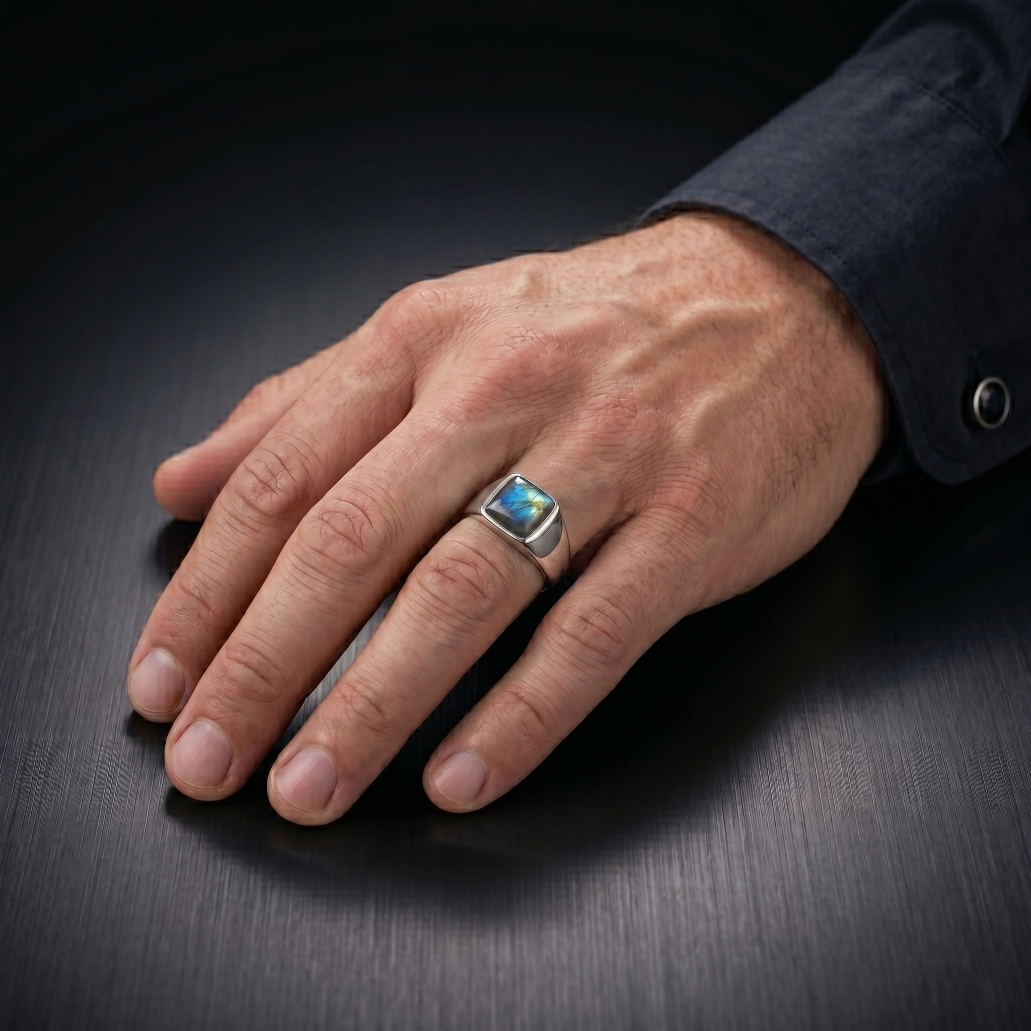 Labradorite Signet Ring for Men