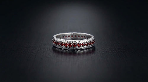 Red Garnet Eternity Men's Band Ring – 925 sterling silver Garnet ring by ZIVORI