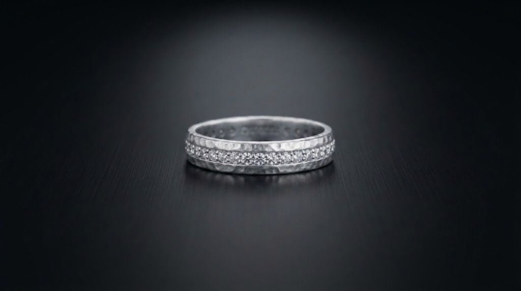 White Zircon Eternity Men's Band Ring