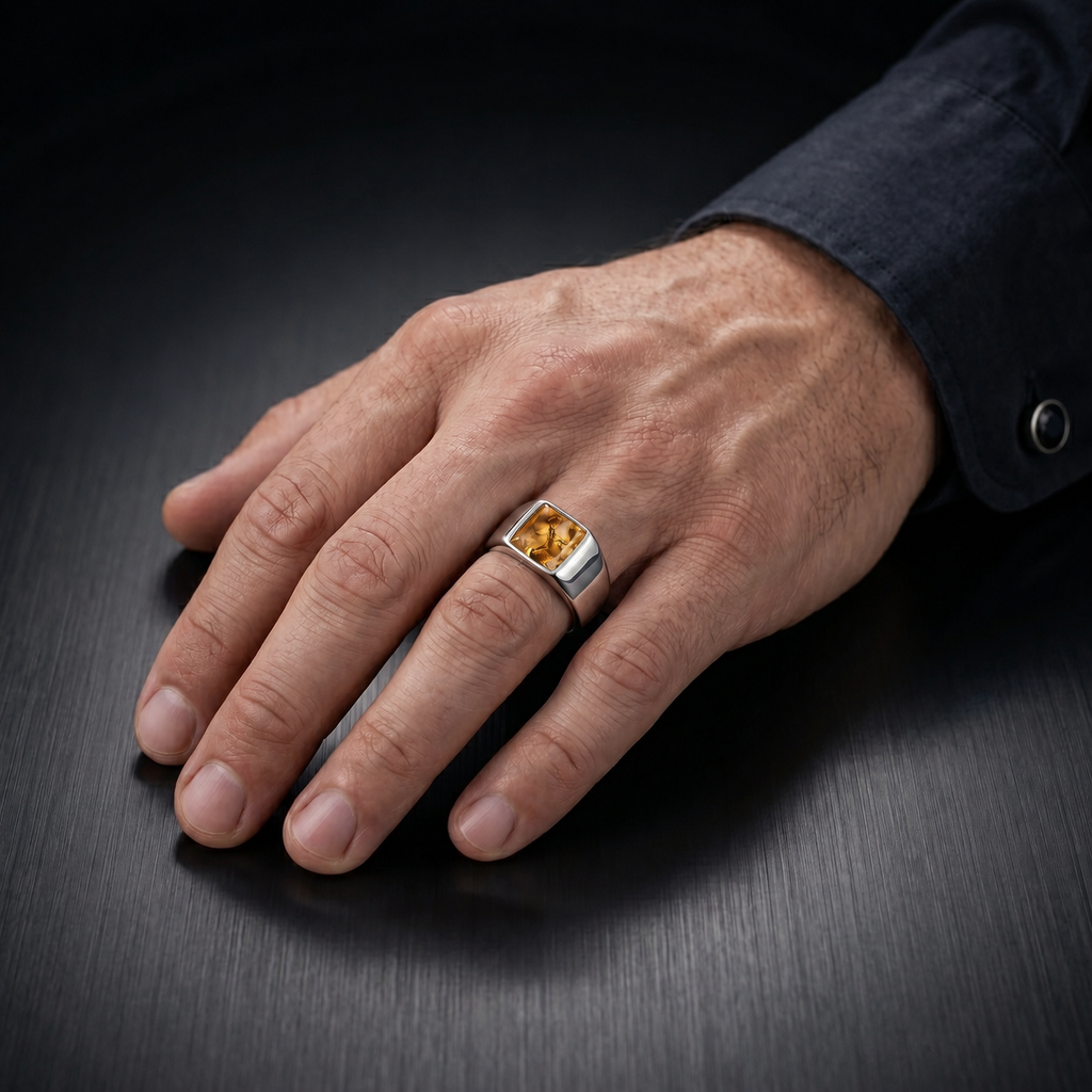 Citrine Signet Ring for Men