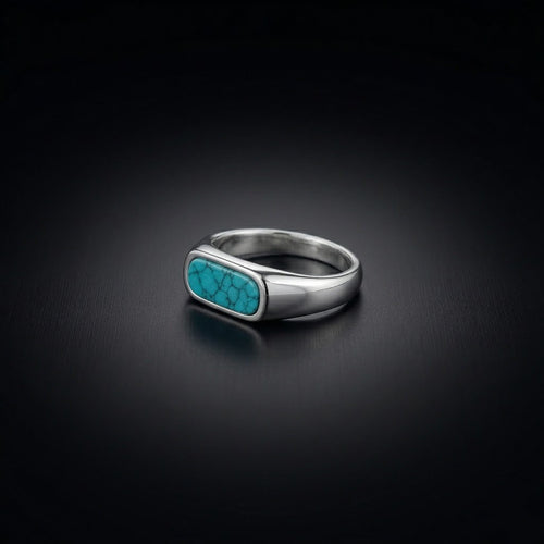 Dainty Men's Turquoise Ring – 925 sterling silver Turquoise ring by ZIVORI, detail view