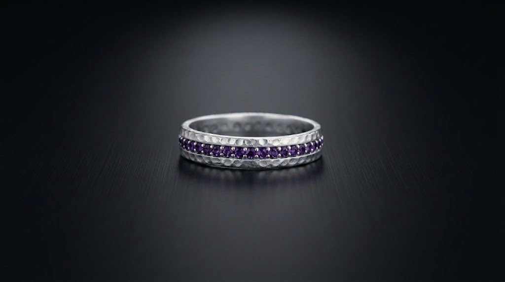Purple Amethyst Eternity Men's Band Ring