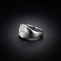White Howlite Signet Men's Ring in Sterling Silver