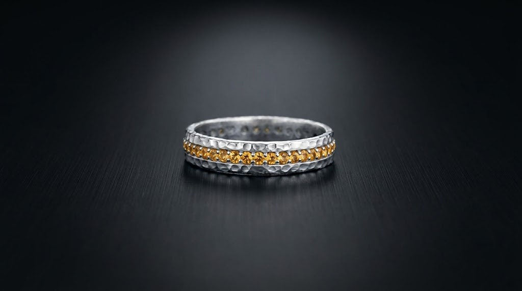 Citrine Eternity Men's Band Ring