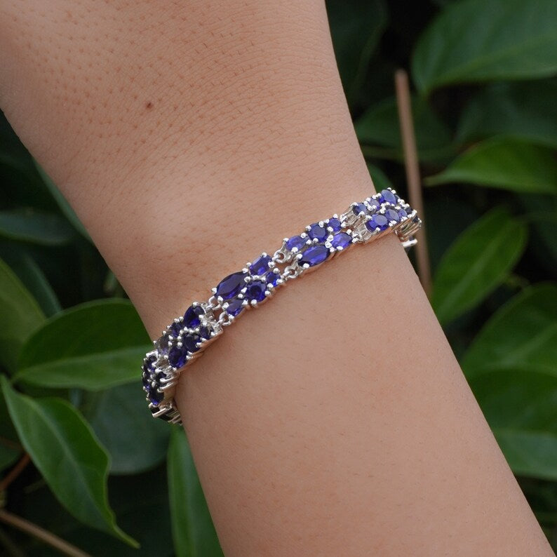 Iolite Marquise Tennis Bracelet | Sterling Silver
