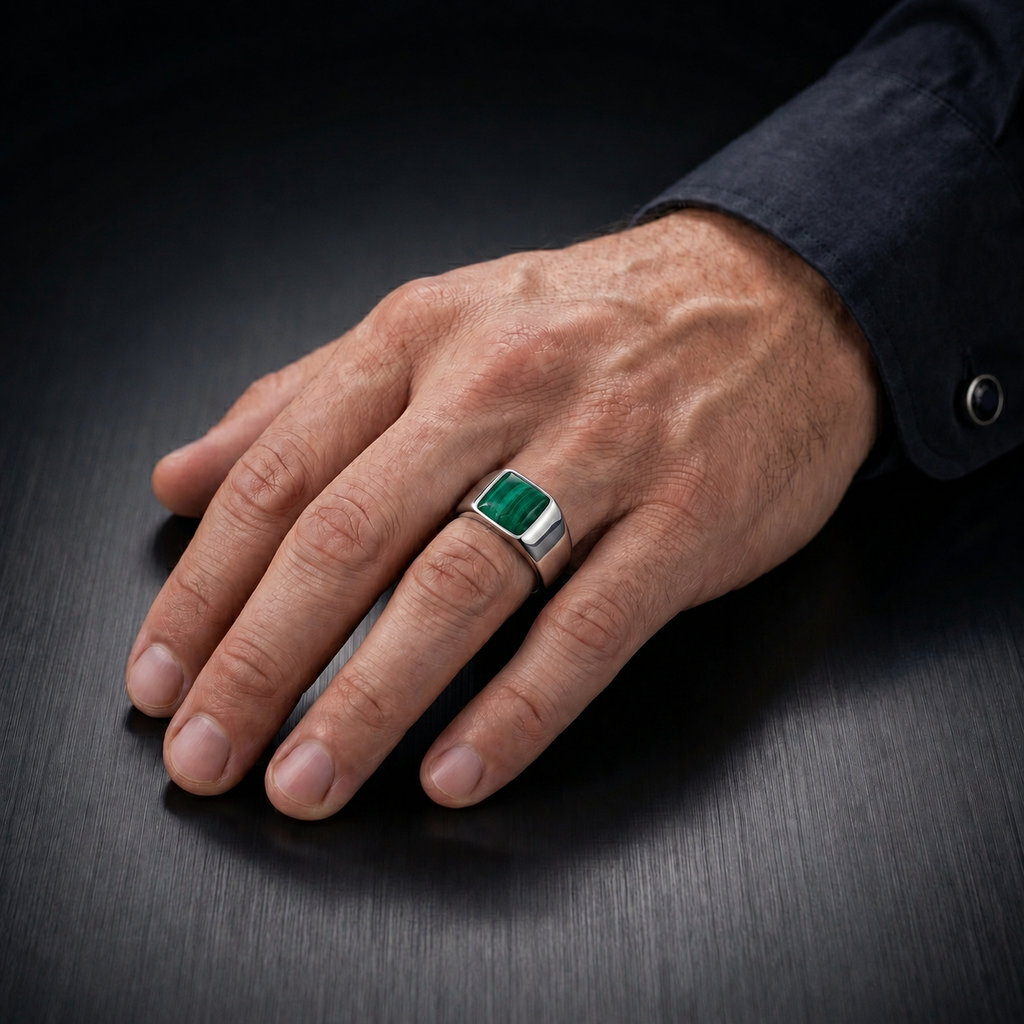 Malachite Signet Ring for Men