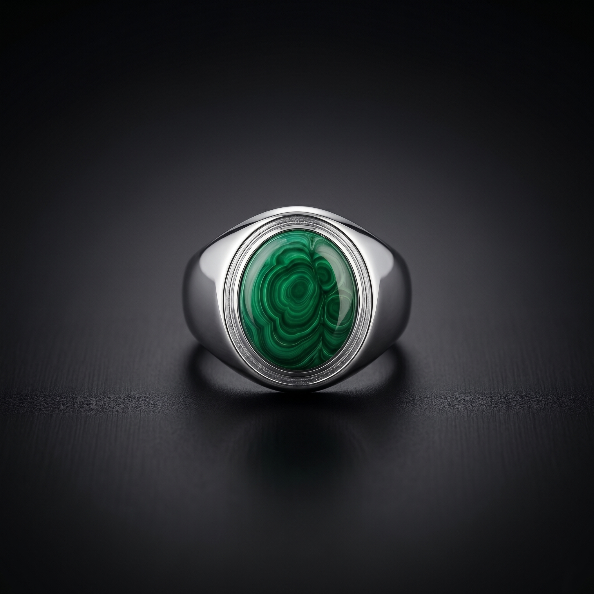 Men’s Sterling Silver Malachite Signet Ring