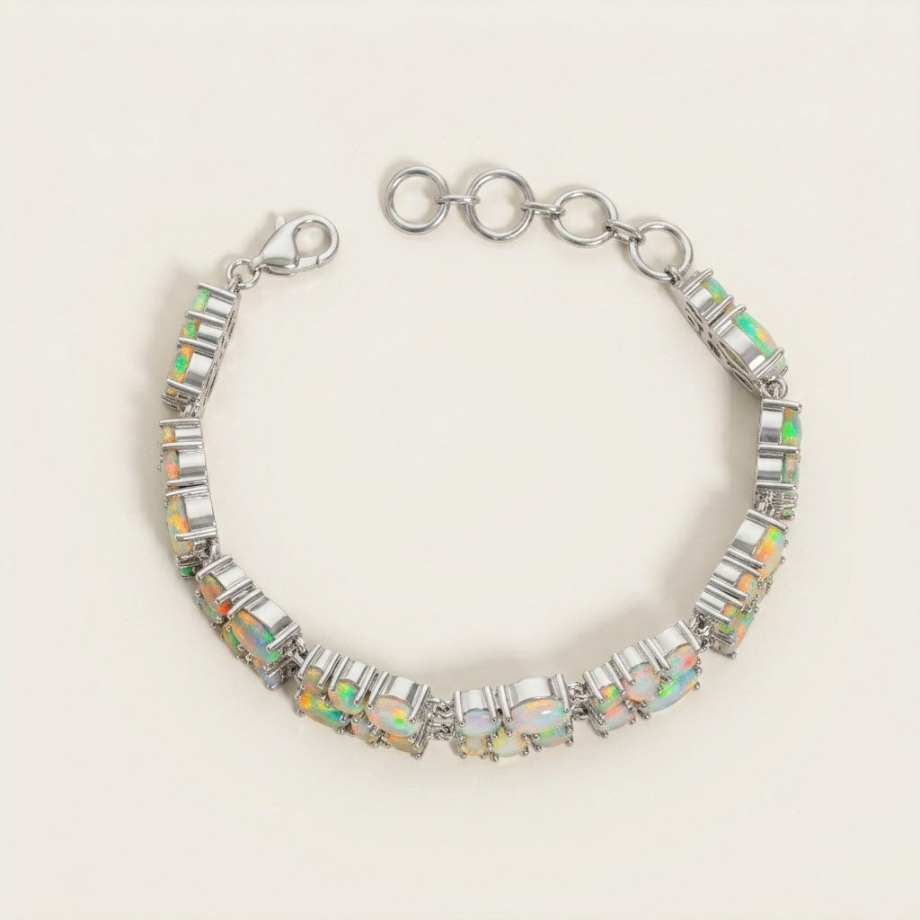 Ethiopian Opal Tennis Bracelet | Sterling Silver