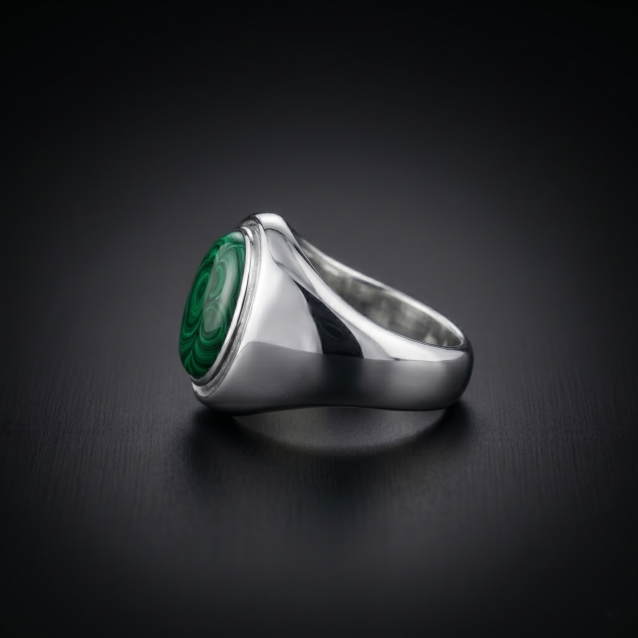 Men’s Sterling Silver Malachite Signet Ring