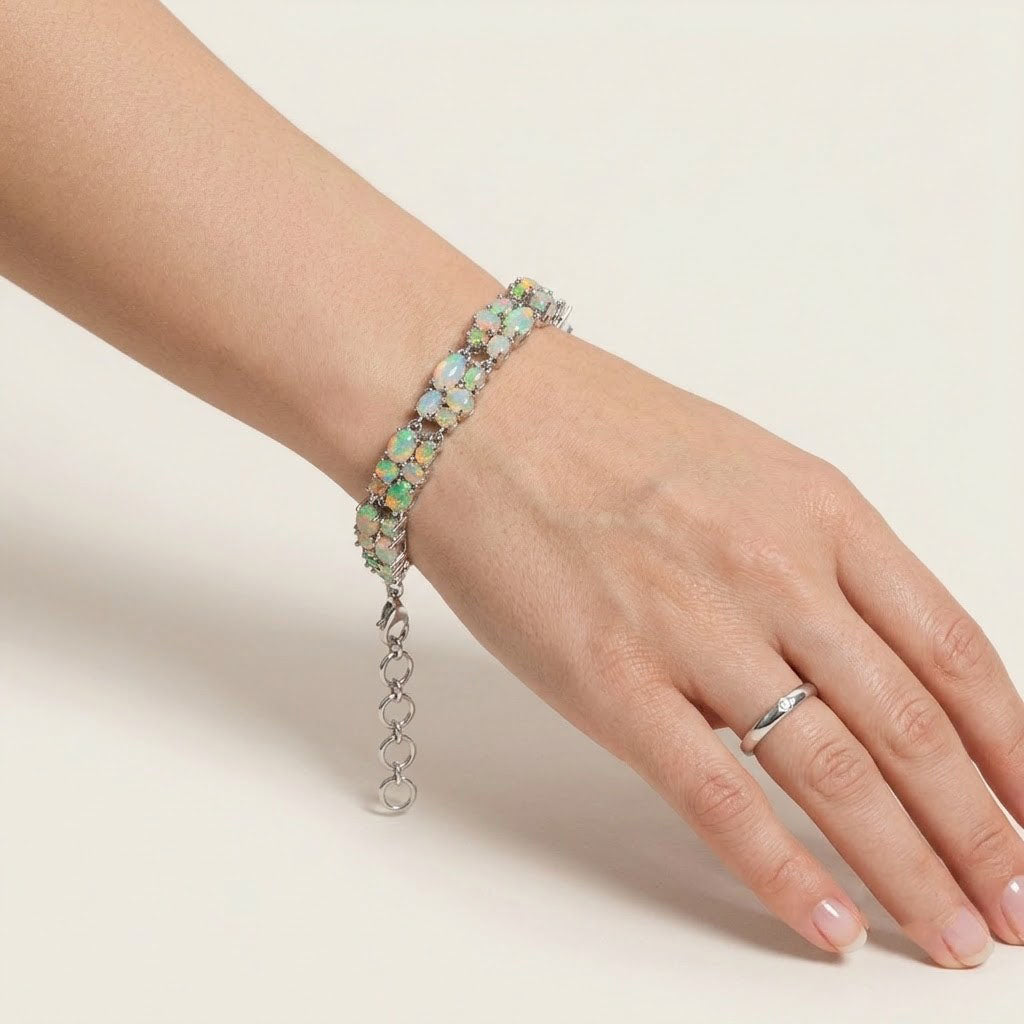 Ethiopian Opal Tennis Bracelet | Sterling Silver