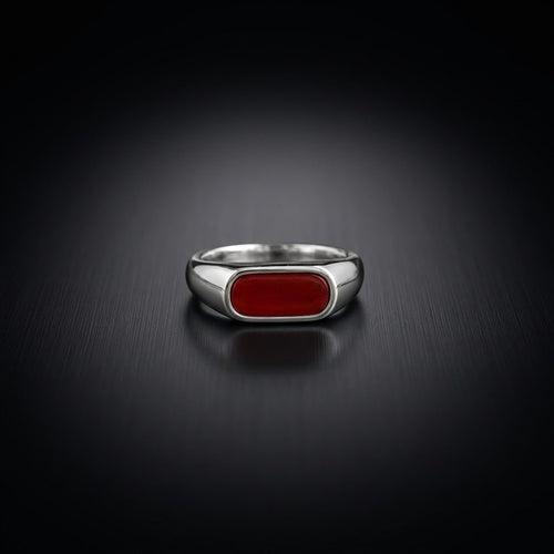 Dainty Red Onyx Men's Signet Ring – 925 sterling silver Onyx ring by ZIVORI